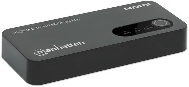 Alt view image 9 of 15 - Manhattan 4K@60Hz 2-Port HDMI Splitter with Downscaling - 3840 ? 2160 - 600 MHzMaximum Video Bandwidth - 1 x HDMI In - 2 x HDMI Out - Plastic