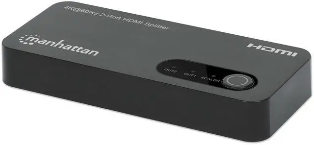 Alt view image 10 of 15 - Manhattan 4K@60Hz 2-Port HDMI Splitter with Downscaling - 3840 ? 2160 - 600 MHzMaximum Video Bandwidth - 1 x HDMI In - 2 x HDMI Out - Plastic