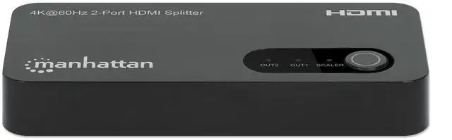 Alt view image 11 of 15 - Manhattan 4K@60Hz 2-Port HDMI Splitter with Downscaling - 3840 ? 2160 - 600 MHzMaximum Video Bandwidth - 1 x HDMI In - 2 x HDMI Out - Plastic