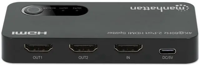Alt view image 14 of 15 - Manhattan 4K@60Hz 2-Port HDMI Splitter with Downscaling - 3840 ? 2160 - 600 MHzMaximum Video Bandwidth - 1 x HDMI In - 2 x HDMI Out - Plastic