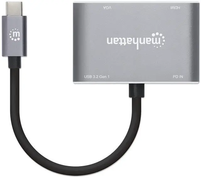 Alt view image 12 of 15 - Manhattan USB-C to HDMI & VGA 4-in-1 Docking Converter with Power Delivery