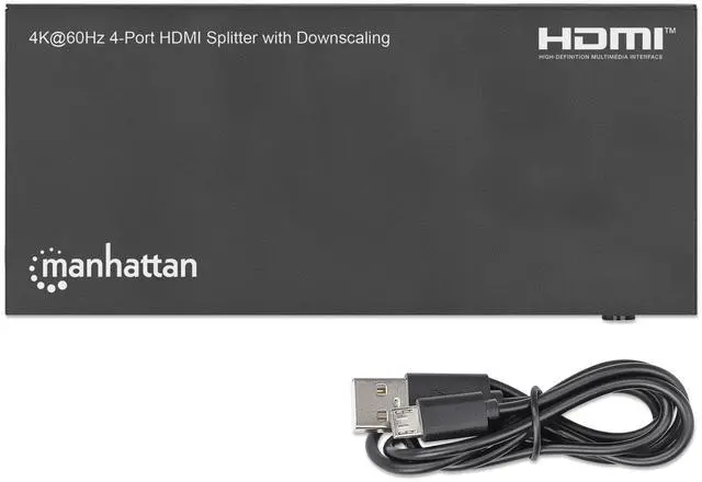 Alt view image 14 of 14 - Manhattan 4K@60Hz 4-Port HDMI Splitter with Downscaling - 3840 x 2160 - 600 MHzMaximum Video Bandwidth - 4-way - A/V Receiver, Projector, Monitor, PC, Digital Signage, Notebook, Television, Video Game