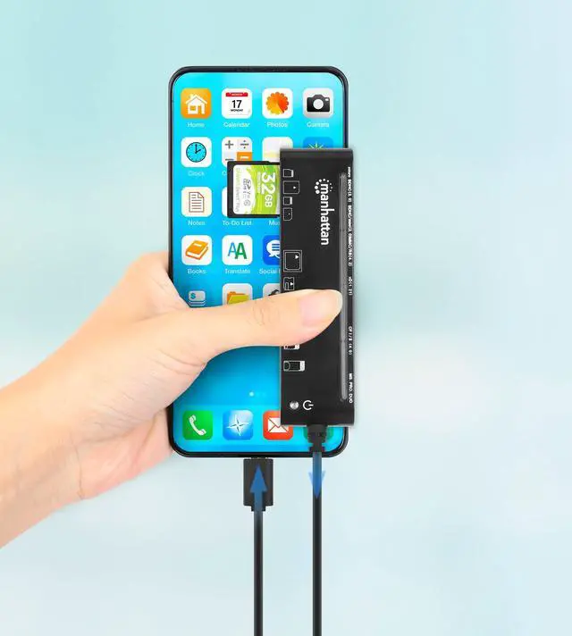 Alt view image 4 of 6 - Manhattan 5 in 1 USB C Multi Card Reader Writer microSD, SD, MS, xD, and CF, 480 Mbps Data Transfer Speed Multiple Adapter Hub - Compatible with Windows & Mac 3 Yr Mfg Warranty - 102681