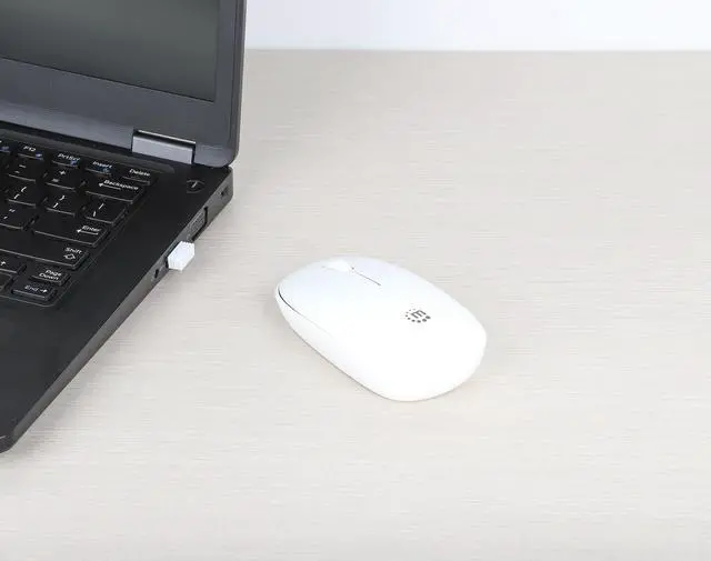 Alt view image 2 of 7 - MANHATTAN Wireless Mouse, 2.4G with USB-A Plug Slim Portable Computer Mouse with Nano Receiver for PC, Laptop, Computer, Notebook (White) - 190329