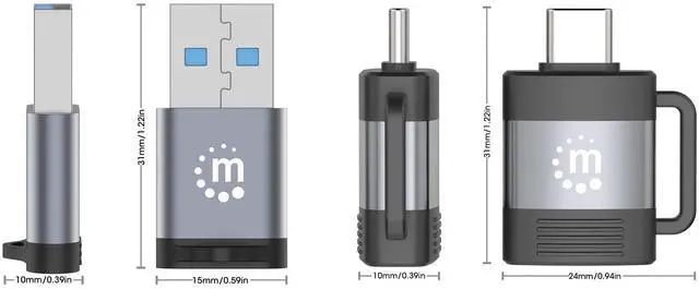 Alt view image 19 of 20 - Manhattan 2-Piece Set: USB-C to USB-A & USB-A to USB-C Adapters - 1 x 24-pin USB 3.2 (Gen1) Type C - Male, 1 x 9-Pin USB 3.2 (Gen1) Type A - Female - 1 x 24-pin USB 3.2 (Gen1) Type C - Female, 1 x