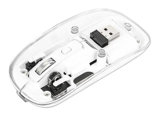 Alt view image 15 of 16 - Manhattan Transparent Rechargeable Wireless USB Mouse - Optical - Wireless - 33 ft - Radio Frequency - 2.40 GHz - Rechargeable - White - USB Type A - 1600 dpi - Scroll Wheel - 4 Button(s) - Symmetrica