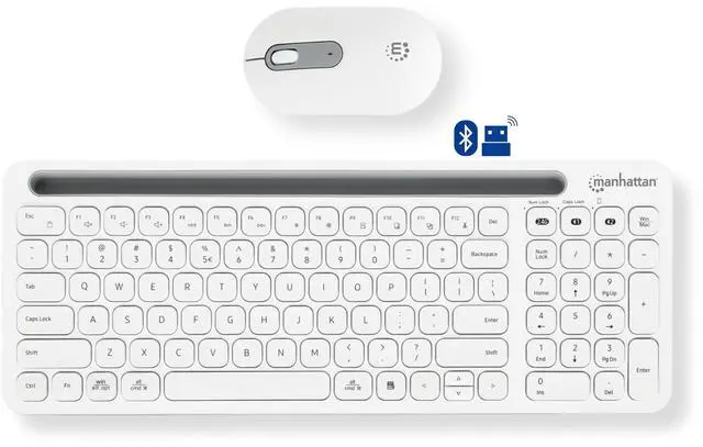 Alt view image 3 of 7 - MANHATTAN Wireless Keyboard and Mouse Set Bluetooth & 2.4 GHz for Multi-Device Switching Wireless Keyboard Mouse, Cordless Keyboard and Mouse Combo, Computer Keyboard Wireless with Mouse - 180580