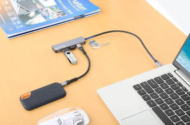 Alt view image 4 of 7 - Manhattan USB-C PD 4-in-1 Docking Station: Transform Devices with 4K HDMI, 100W Charging, and USB-A Ports for Laptops, Tablets, and Phones - 190428