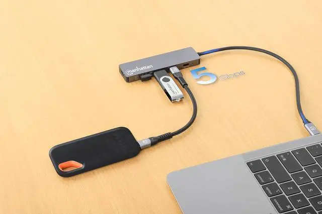 Alt view image 7 of 7 - Manhattan 5-in-1 USB-C Docking Station: 4K HDMI, 100W PD Charging & Multiport Hub for Laptops, Tablets & Phones - 190411