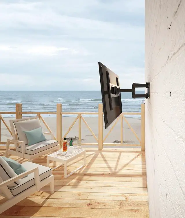 Alt view image 2 of 7 - Manhattan Outdoor Full-Motion TV Wall Mount for 37-86 Displays up to 100 lbs, Weatherproof with Tilt & Swivel, Perfect for Patios & Poolside Entertainment - 462150