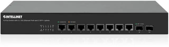 Main image of Intellinet 10-Port 10G Ethernet Switch with 2 SFP+ Uplinks - Ultra-Fast Multi-Gig Network Solution for Home & Office, Ideal for 8K Streaming & High-Speed Connectivity - 562218