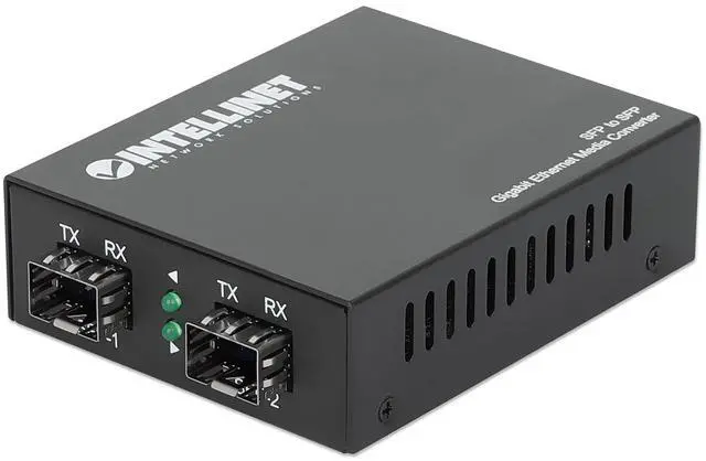 Alt view image 3 of 6 - Intellinet SFP to SFP Gigabit Ethernet Media Converter - Flexible Fiber Network Solution with Dual Slots, Long-Range, Hot-Swappable, Plug-and-Play Design - 509183