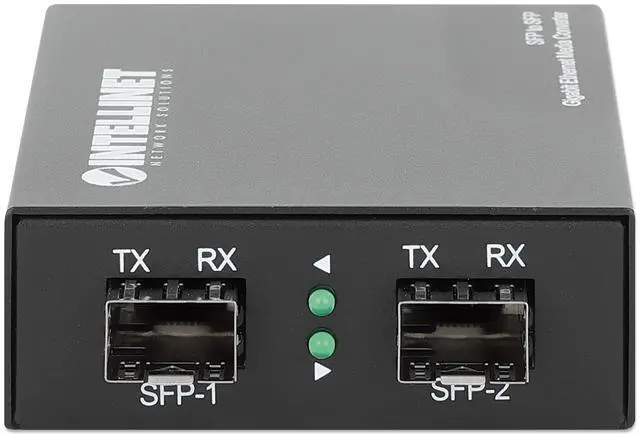 Alt view image 2 of 6 - Intellinet SFP to SFP Gigabit Ethernet Media Converter - Flexible Fiber Network Solution with Dual Slots, Long-Range, Hot-Swappable, Plug-and-Play Design - 509183