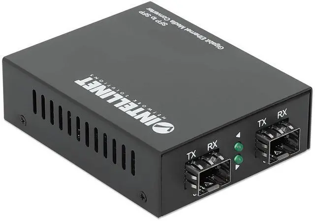 Main image of Intellinet SFP to SFP Gigabit Ethernet Media Converter - Flexible Fiber Network Solution with Dual Slots, Long-Range, Hot-Swappable, Plug-and-Play Design - 509183