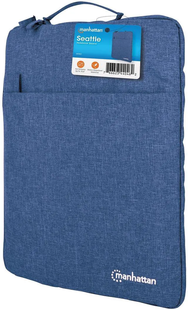 Main image of Manhattan Seattle 15.6 Inch Laptop Sleeve, Blue, Padded Handle Case