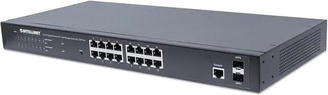 Alt view image 2 of 7 - Intellinet 16-Port Gigabit Ethernet PoE+ Layer 2+ Managed Switch with 2 SFP Ports |IEEE 802.3at/af  (PoE+/PoE) Compliant |374 W, Self-Healing Network, Endspan, 19" Rackmount