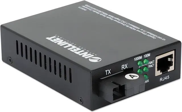 Main image of Intellinet Gigabit Ethernet WDM Bi-Directional Single Mode Media Converter, 10/100/1000Base-TX to 1000Base-LX (SC) Single-Mode, 20 km (12.4 mi.), WDM (RX1310/TX1550)