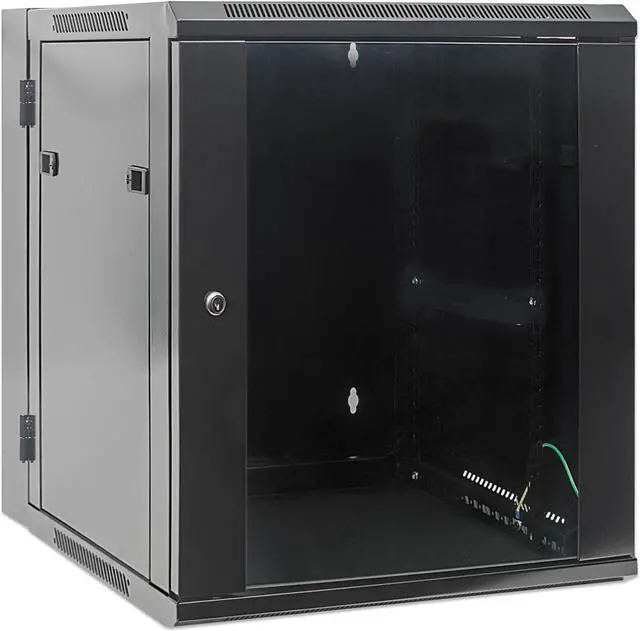 Main image of Intellinet Network Solutions 19" Double Section Wallmount Cabinet, 12U, 550 mm (21.7 in.) Depth, Assembled, Black