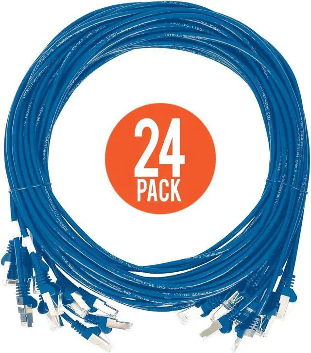 Alt view image 2 of 4 - Intellinet Cat6 U/UTP Slim Network Patch Cable, 1.5 ft., Blue, 24-Pack, 10G, 250 MHz, 100% Copper, 30 AWG, RJ45, Stranded, Snag-free, Gold-plated Contacts