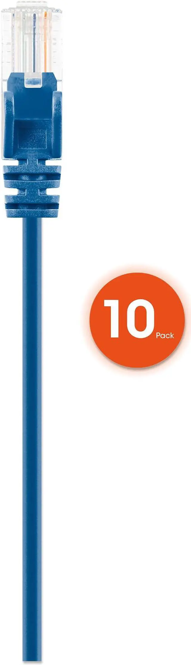 Alt view image 5 of 7 - Intellinet Cat6 U/UTP Slim Network Patch Cable, 20 ft., Blue, 10-Pack, 10G, 250 MHz, 100% Copper, 30 AWG, RJ45, Stranded, Snag-free, Gold-plated Contacts