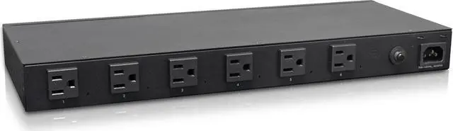 Main image of Intellinet 6-Outlet Managed Metered Power Distribution Unit, Six Metered US NEMA 5-15R Outlets, 19" Rackmount, Surge Protection, Remote Monitoring & Control, Surge Protection, TAA compliant