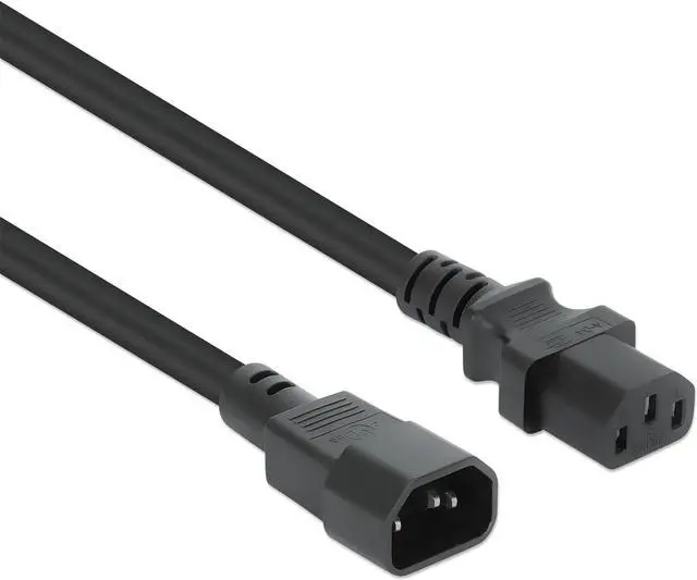 Main image of Power Extension Cord C13 to C14, 6 ft. | 15 A, 125 V, 14 AWG, UL Listed, VW-1 Fire Rating, For PDU, Network, Computer, Monitor, Printer and More, Black