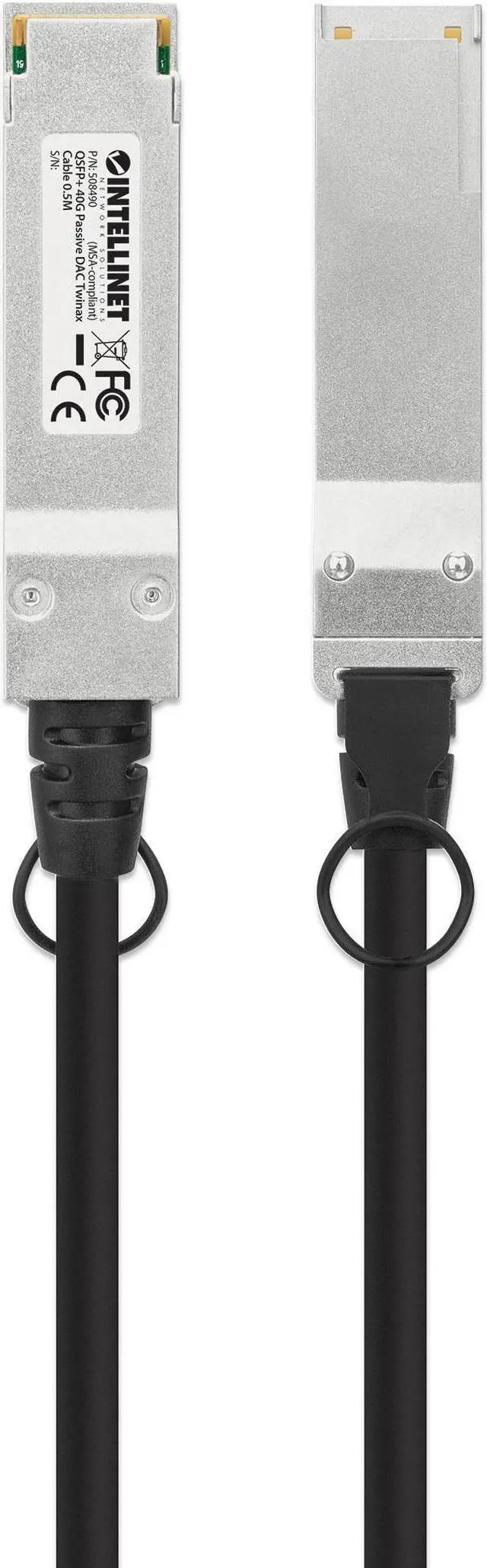 Alt view image 4 of 5 - Intellinet QSFP+ 40G Passive DAC Twinax Cable, QSFP+ to QSFP+,1.5 ft., MSA-compliant for Maximum Compatibility, Direct Attach Copper, AWG 30, Black