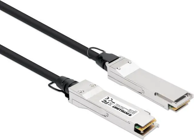 Main image of Intellinet QSFP+ 40G Passive DAC Twinax Cable, QSFP+ to QSFP+,1.5 ft., MSA-compliant for Maximum Compatibility, Direct Attach Copper, AWG 30, Black