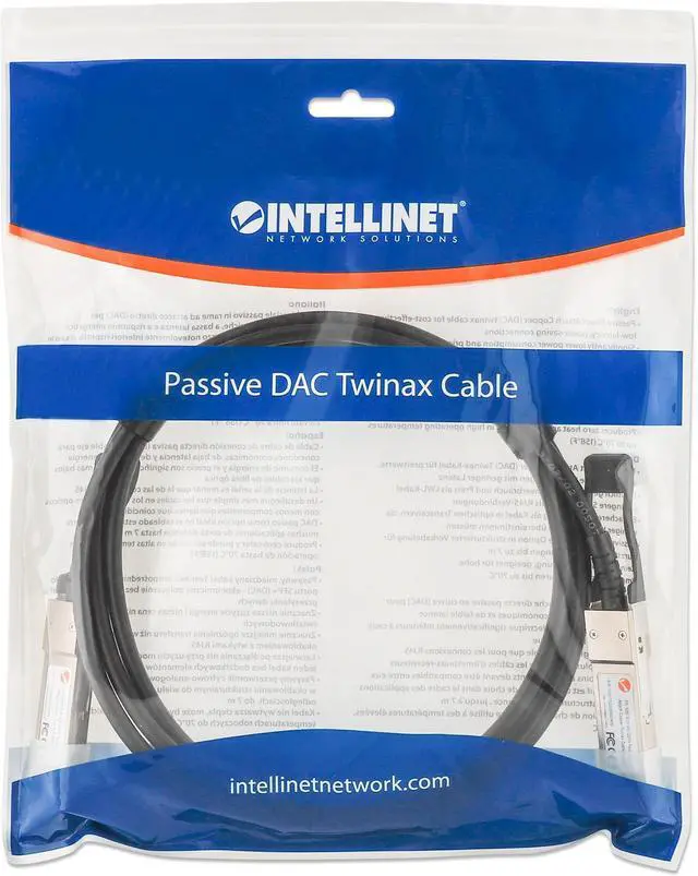 Alt view image 5 of 5 - Intellinet QSFP+ 40G Passive DAC Twinax Cable, QSFP+ to QSFP+,1.5 ft., MSA-compliant for Maximum Compatibility, Direct Attach Copper, AWG 30, Black