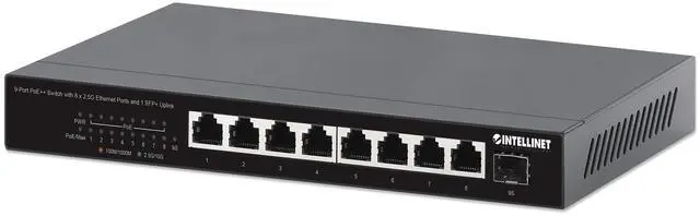 Alt view image 6 of 6 - Intellinet 9-Port PoE++ Switch with 8 x 2.5G Ethernet Ports and 1 SFP+ Uplink | TAA Compliant