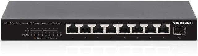 Alt view image 4 of 6 - Intellinet 9-Port PoE++ Switch with 8 x 2.5G Ethernet Ports and 1 SFP+ Uplink | TAA Compliant