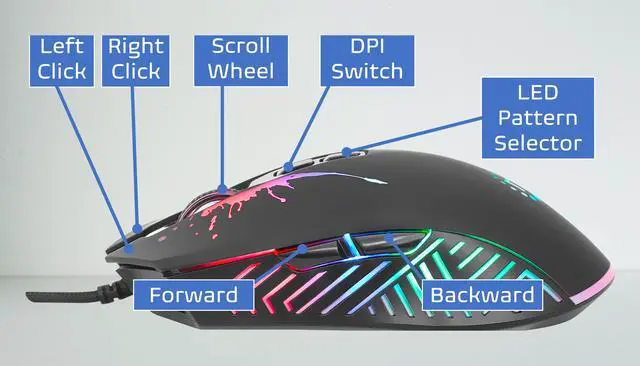 Alt view image 4 of 6 - Manhattan RGB LED Wired Optical USB Gaming Mouse - Precision 7200 DPI, Ergonomic Design, 7 Buttons, Smooth Control & Color-Changing LEDs for Gamers - 190121