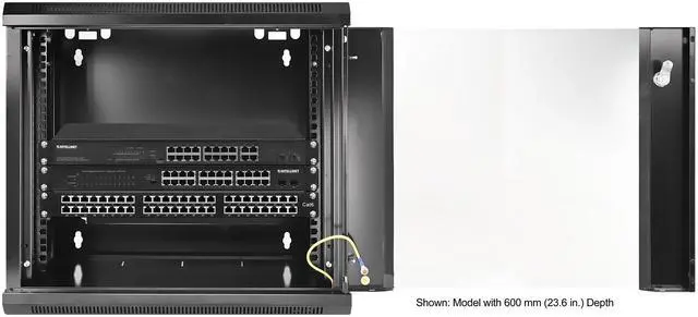 Alt view image 2 of 6 - Intellinet 19" Wallmount Cabinet, 9U, 450 mm (17.7 in.) Depth, Flat Pack, Black - OEM