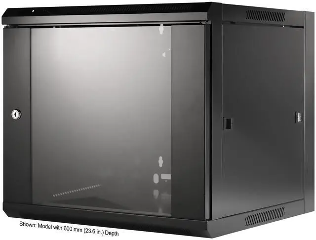 Alt view image 4 of 6 - Intellinet 19" Wallmount Cabinet, 9U, 450 mm (17.7 in.) Depth, Flat Pack, Black - OEM