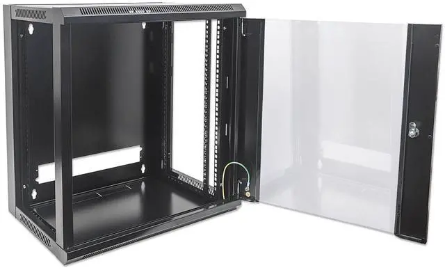 Alt view image 2 of 6 - Intellinet 19" Wallmount Cabinet, 12U, 450 mm (17.7 in.) Depth, Flat Pack, Black - OEM