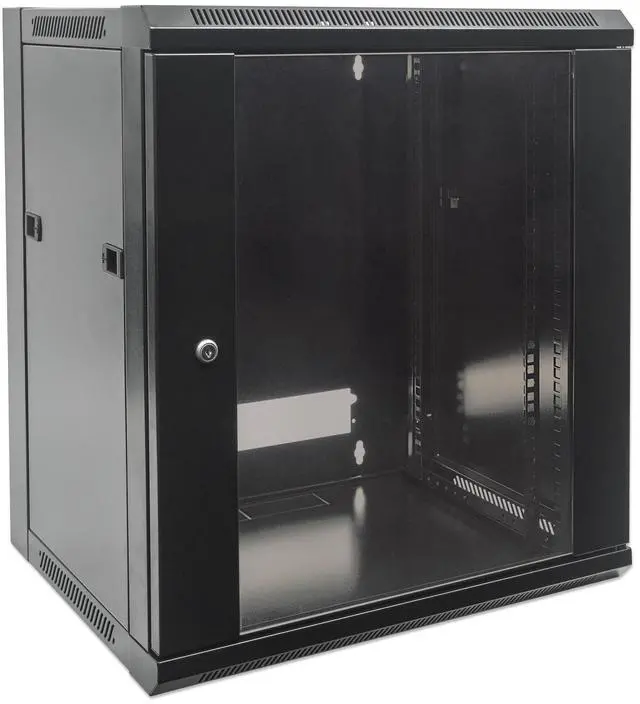 Main image of Intellinet 19" Wallmount Cabinet, 12U, 450 mm (17.7 in.) Depth, Flat Pack, Black - OEM