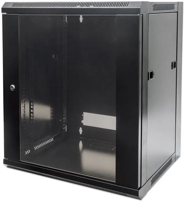 Alt view image 6 of 6 - Intellinet 19" Wallmount Cabinet, 12U, 450 mm (17.7 in.) Depth, Flat Pack, Black - OEM