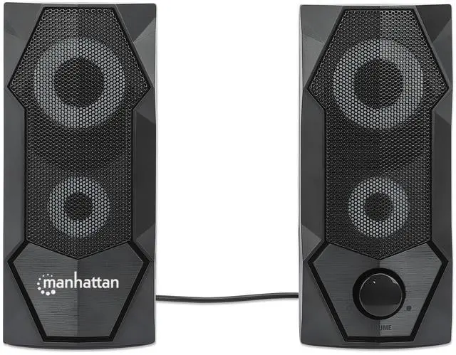 Alt view image 6 of 6 - Manhattan RGB LED Desktop Stereo Speakers - Powerful Sound, Color-Changing Lights, Easy Setup for Gaming & Music - Perfect PC Upgrade - 168359