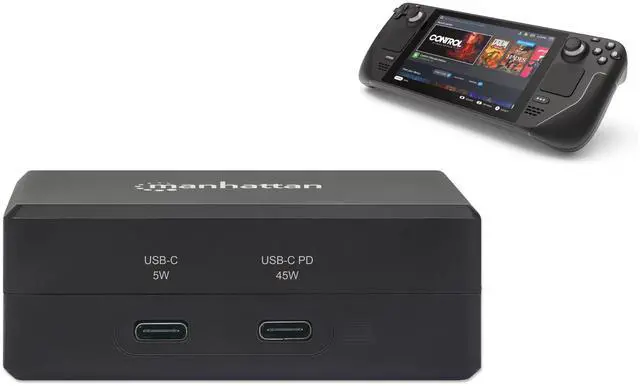 Main image of Manhattan Steam Deck Travel Dock with 52W USB Charger - Multiport USB-C and USB-A Hub for Fast Charging and HDMI Connectivity, Supports 1080p Resolution and Overload Protection