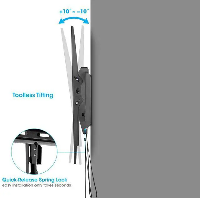 Alt view image 4 of 7 - Manhattan Heavy-Duty Large-Screen Tilting TV Wall Mount Holds One 60" to 120" TV up to 264 lbs., +/-10° Tilt, Black - 461931