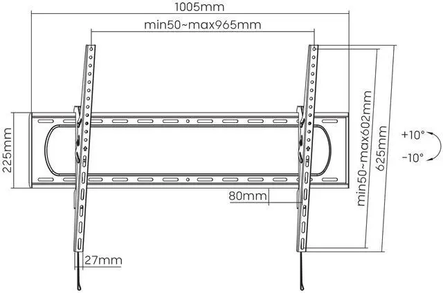 Alt view image 7 of 7 - Manhattan Heavy-Duty Large-Screen Tilting TV Wall Mount Holds One 60" to 120" TV up to 264 lbs., +/-10° Tilt, Black - 461931