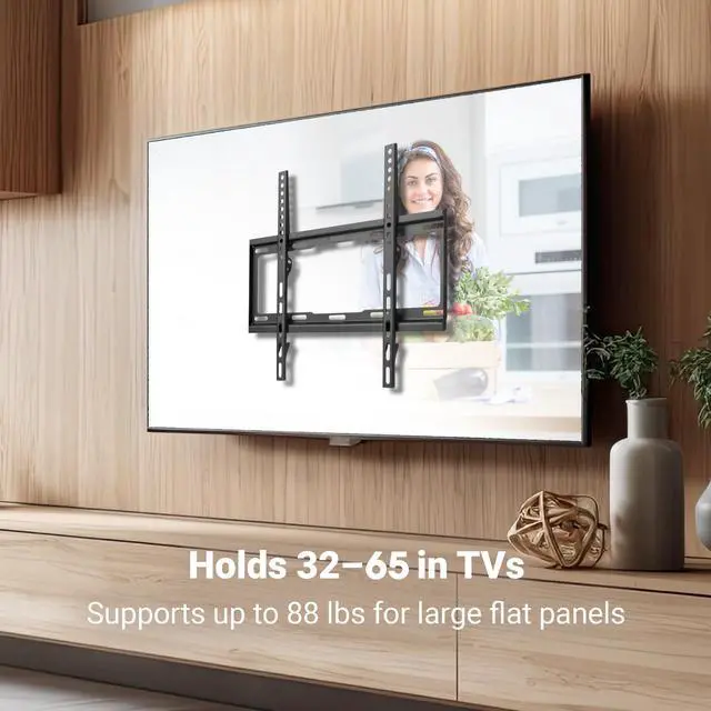Alt view image 2 of 7 - Manhattan Low-Profile Fixed TV Wall Mount for 32-65 Inch Screens, VESA Compatible, Heavy-Duty Steel, Ideal for Home & Office, Holds up to 88 lbs - 460934