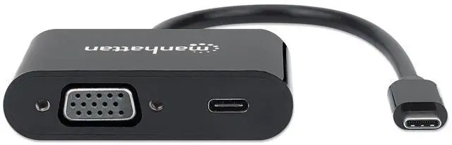 Alt view image 3 of 6 - Manhattan USB-C to VGA Converter with Power Delivery Port, Full-HD Support, 60W PD, Plug & Play, Thunderbolt 3 Compatible, EMI Shielded for Clear Display -  153430