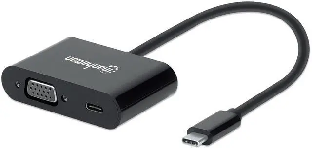 Alt view image 4 of 6 - Manhattan USB-C to VGA Converter with Power Delivery Port, Full-HD Support, 60W PD, Plug & Play, Thunderbolt 3 Compatible, EMI Shielded for Clear Display -  153430
