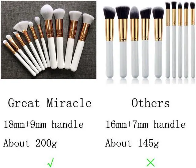 Alt view image 3 of 7 - White 10pcs Makeup Brush Set Powder Eye brushes Beauty Makeup Tool