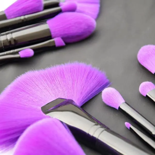 Alt view image 4 of 7 - Purple Soft Fine Synthetic Hair 12pcs Makeup Brush Set with OPP Bag Beauty Cosmetic Tool