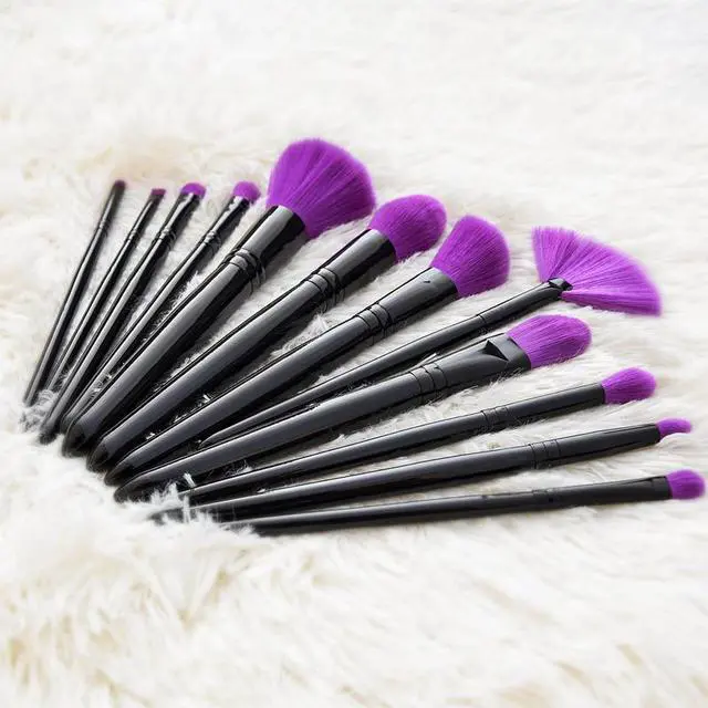 Alt view image 2 of 7 - Purple Soft Fine Synthetic Hair 12pcs Makeup Brush Set with OPP Bag Beauty Cosmetic Tool