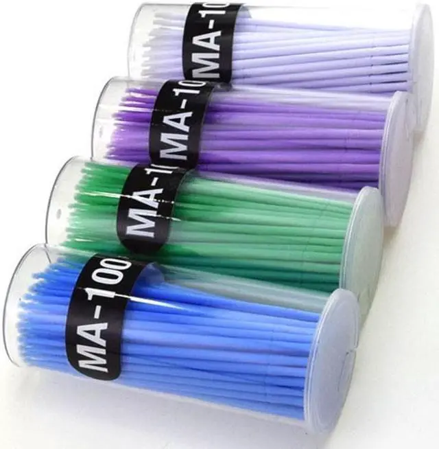 Alt view image 6 of 7 - 100 Pcs/Set Durable Micro Disposable Eyelash Extension Applicators Mascara Brush Beauty Makeup Tools Green