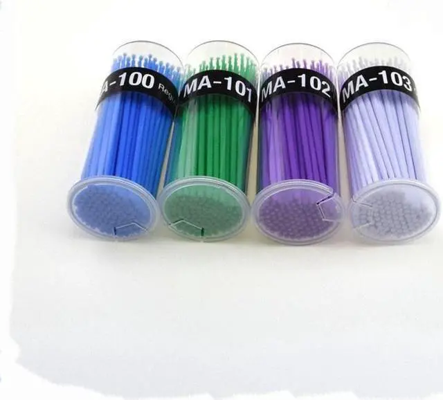 Alt view image 7 of 7 - 100 Pcs/Set Durable Micro Disposable Eyelash Extension Applicators Mascara Brush Beauty Makeup Tools Green