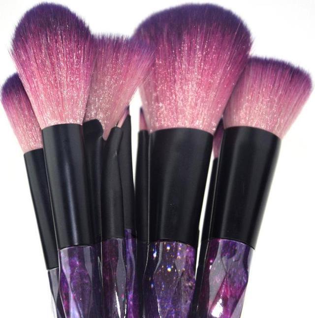Alt view image 4 of 7 - Luxury 12PSC Starry Sky Diamond Glitter Handle Makeup Brush Set Powder Blush Brush Eye brushes Beauty Makeup Tools